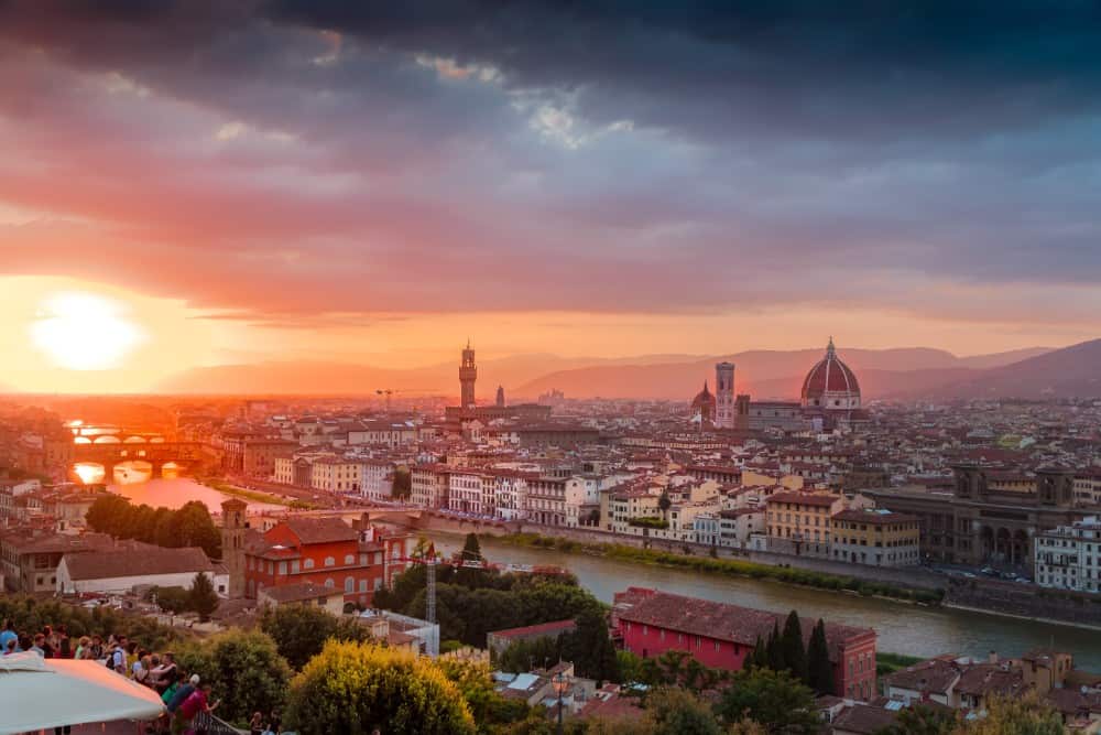 Sonnenuntergang in Florenz, Italien (Sehenswürdigkeiten).